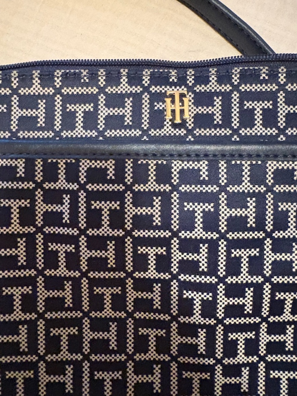 Tommy Hilfiger Navy & Cream Monogram Crossbody Bag